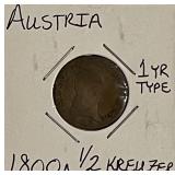 1800A Austria 1/2 Kreuzer