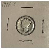 1916S Silver Mercury Dime