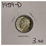 1959D Silver Roosevelt Dime