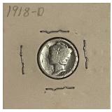 1918D Silver Mercury Dime