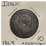 1863 Italy 10 Centesimi