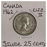 Silver 1962 Canada 25 Cents
