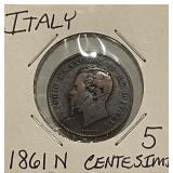 1861N Italy 5 Centesimi