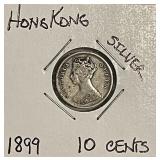 Silver 1899 Hong Kong 10 Cents