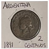 1891 Argentina 2 Centavos