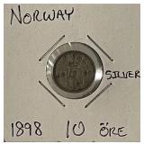 Silver 1898 Norway 10 Ore