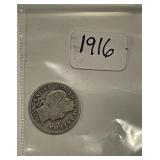 1916 Silver Barber Dime