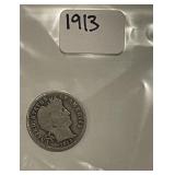 1913 Silver Barber Dime