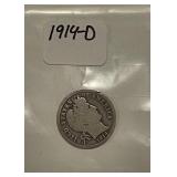 1914D Silver Barber Dime