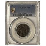 Cert. VF30 1871 2 Cent Piece