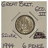 Silver 1944 Gr.Brit 3 Pence