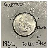 Silver 1962 Austria 5 Schillings