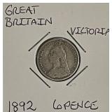 Silver 1892 Gr.Brit. 6 Pence