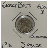 Silver 1916 Gr.Brit. 3 Pence
