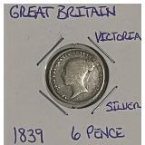 Silver 1839 Gr.Brit. 6 Pence