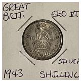 Silver 1943 Gr.Brit. Shilling