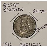 Silver 1916 Gr.Brit. Shilling