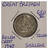 Silver 1940 Gr.Brit. Shilling