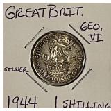 Silver 1944 Gr.Brit. Shilling