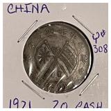 1921 China 20 Cash Y#308a