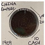 1909 China 10 Cash Y#20 damaged