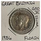 Silver 1936 Gr.Brit. Florin