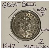 Silver 1942 Gr.Brit. Florin