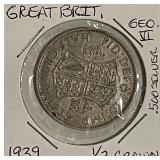 Silver 1939 Gr.Brit. 1/2 Crown