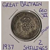Silver 1937 Gr.Brit. Florin