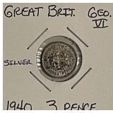 Silver 1940 Gr.Brit 3 Pence