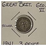 Silver 1941 Gr.Brit 3 Pence