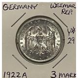 1922A Germany 3 Mark Y#29