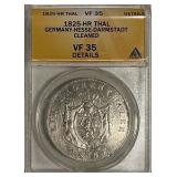 Cert. VF35 1825HR Hesse-Darmstadt Silver Thaler
