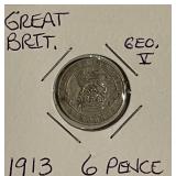 Silver 1913 Gr.Brit. 6 Pence