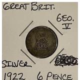 Silver 1922 Gr.Brit. 6 Pence