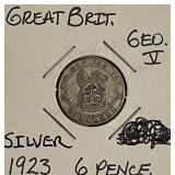 Silver 1923 Gr.Brit. 6 Pence