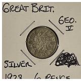 Silver 1928 Gr.Brit. 6 Pence