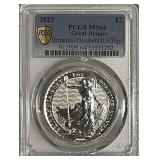 Cert. MS64 G.B. Silver Oz. 2023 2 Pounds