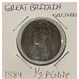 1884 Gr.Brit 1/2 Penny
