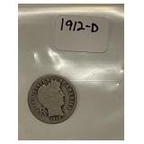 1912D Silver Barber Dime