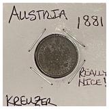 1881 Austria Kreuzer