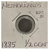 1885 Netherlands 1/2 Cent