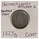 1827B Netherlands Cent Brussels Mint