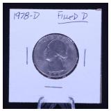 1978-D US QUARTER ERROR FILLED D