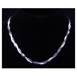 STERLING SILVER HERRINGBONE BRAID NECKLACE ITALY