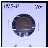 1913-D VERY GOOD US LINCOLN PENNY