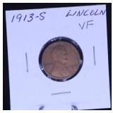 1913-S LINCOLN PENNY VF CONDITION