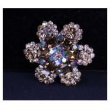 IRRIDESCENT ROOT BEER RHINESTONE BROOCH