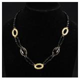 BERIA COLLECTION BRASS/18K- BLACK CRYSTAL NECKLACE