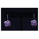 STERLING AND AMETHYST ROSE EARRINGS
